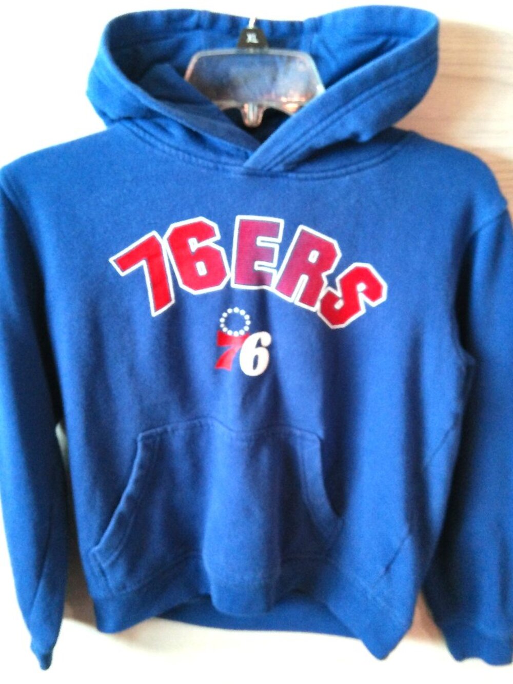 Philadelphia 76 ERS NBA Hoodie Youth Boy's Size Medium Royal Blue Wash-Wear